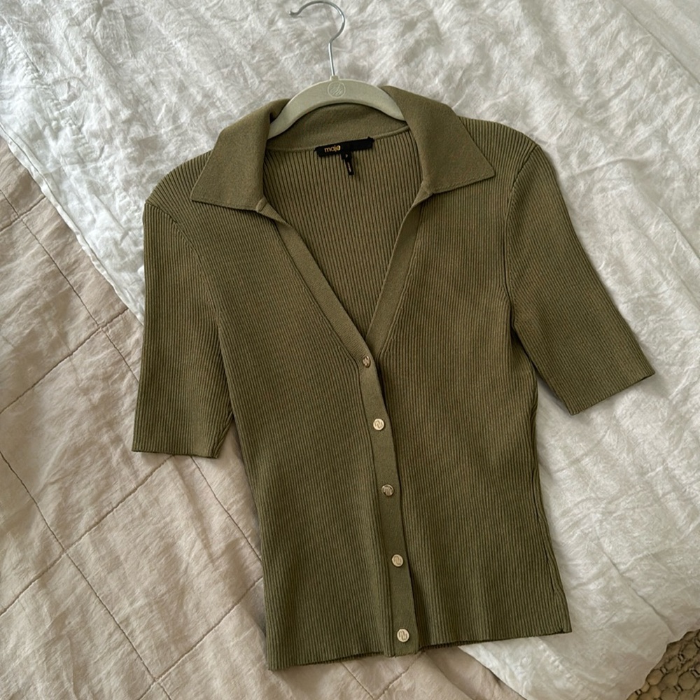 Maje Olive Button-Up Blouse